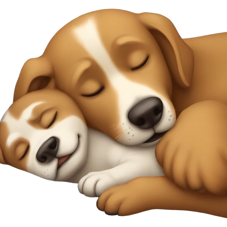 Dogs sleeping with a bear emoji