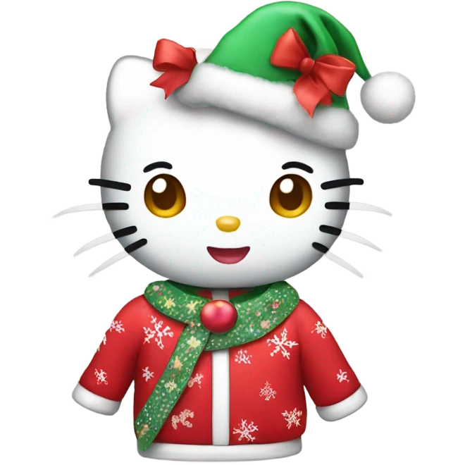 hello kitty wearing christmas clothes emoji