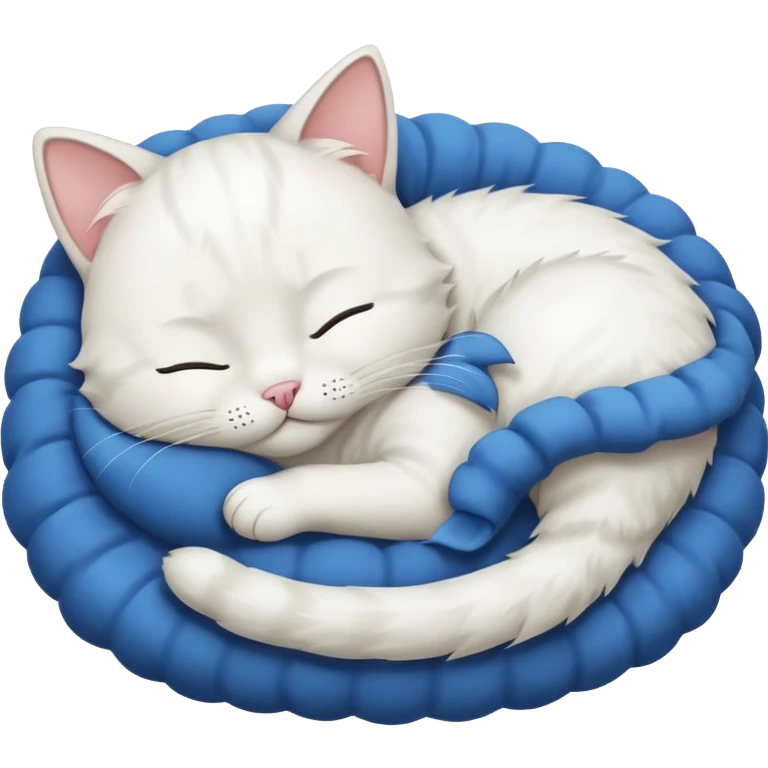 emoji of white sleeping cat with a tail hanging down emoji
