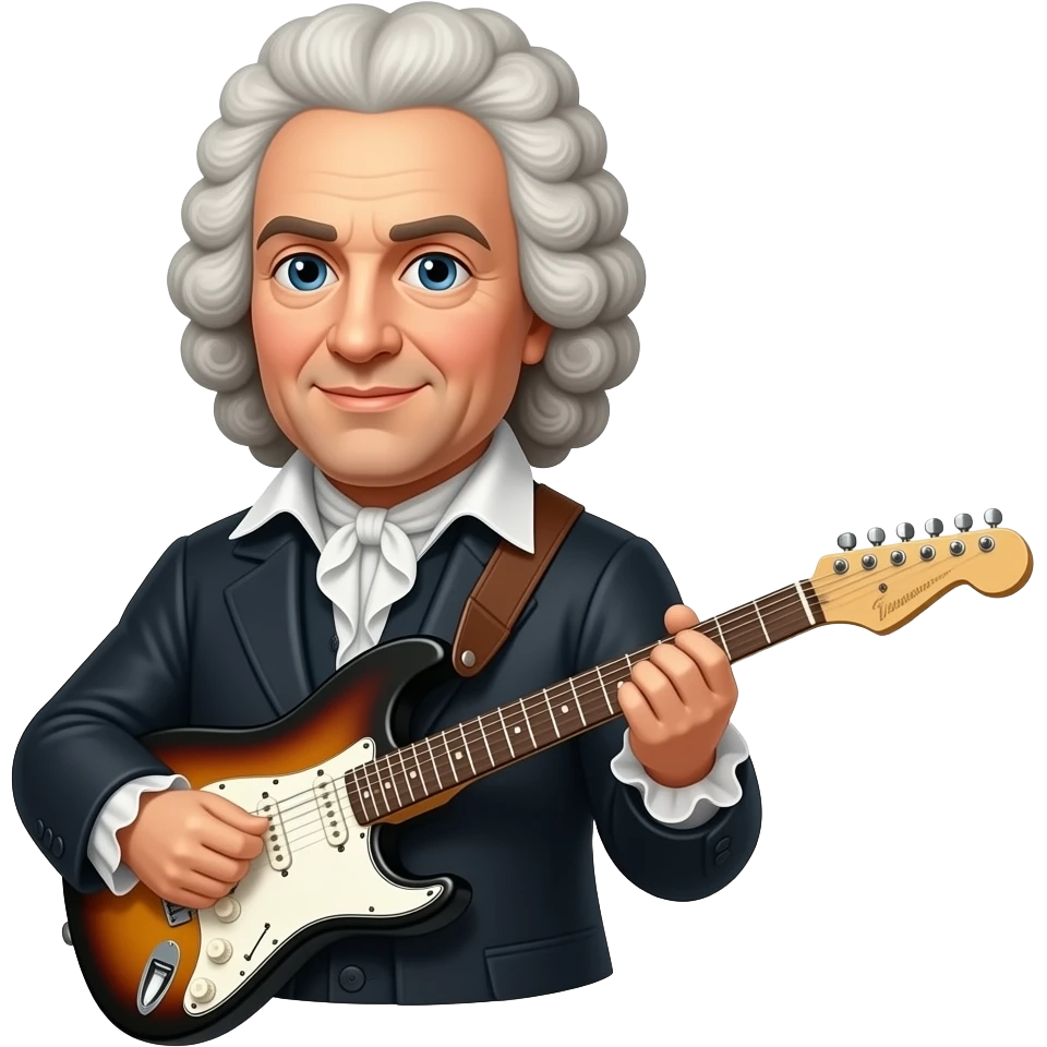 Johann sebastian bach with electric guitar emoji