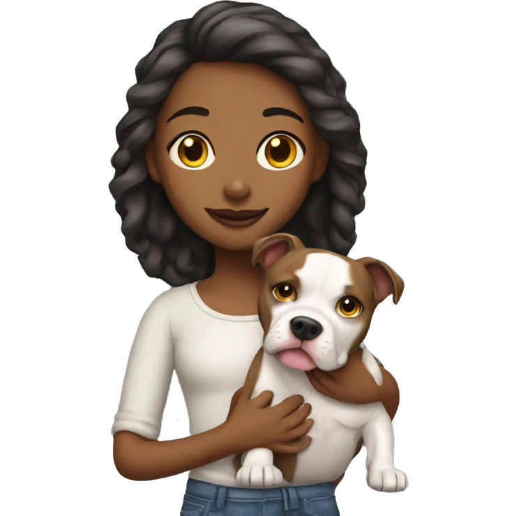 Girl with her pitbull dog emoji