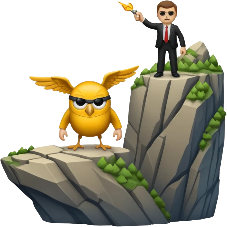 a mafiosi snitch bound up and held over a cliff emoji