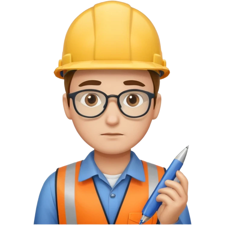 an engineer thoughtfully evaluating risks, professional setting emoji