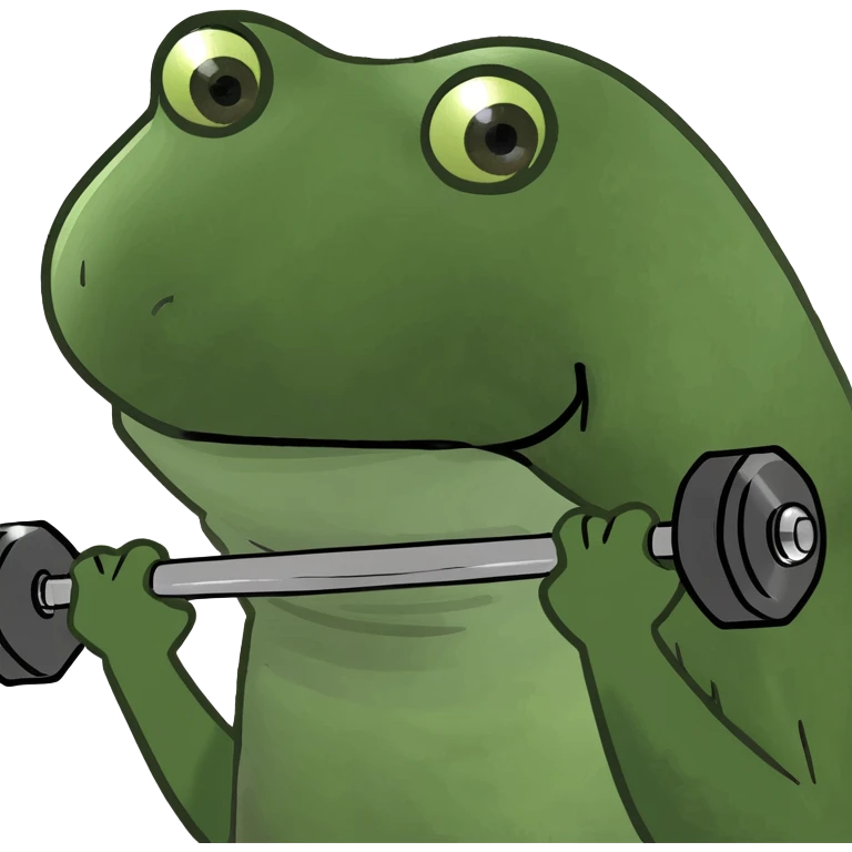 frog lifting dumbbells emoji