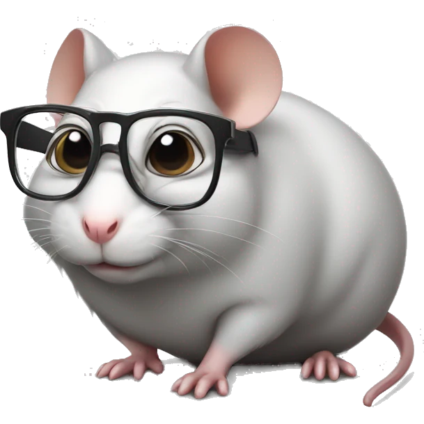 Fat rat with nerd glasses  emoji