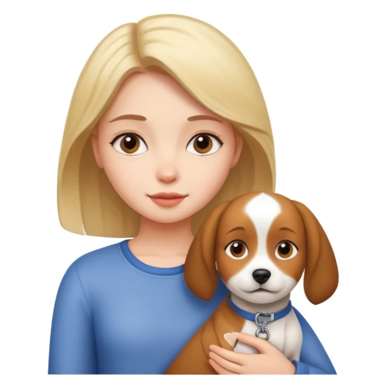 girl and dog posing cute emoji
