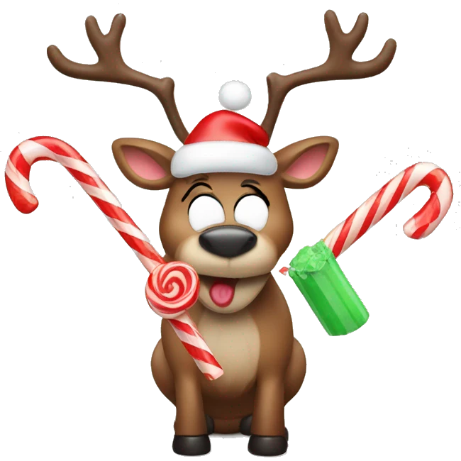 reindeer eating candy cane emoji