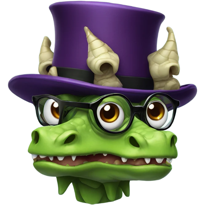 Classy three headed dragon with glasses and top hats emoji