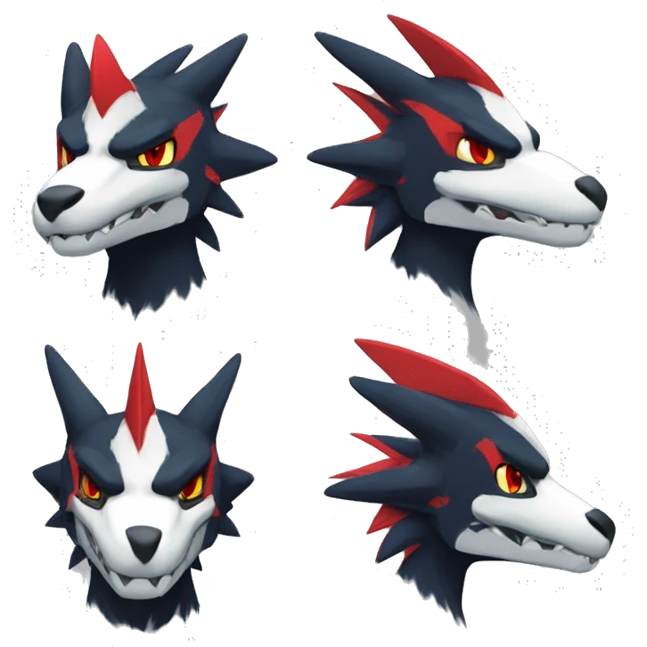 Black Cool Edgy Anthro Nargacuga-Silvally-Sergal-Garchomp-Fakémon  with White and Red Edgy markings emoji