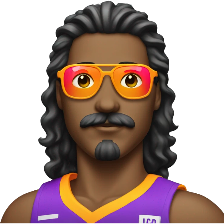 athlete with a mustache, a mullet hairstyle and wearing neon sunglasses emoji