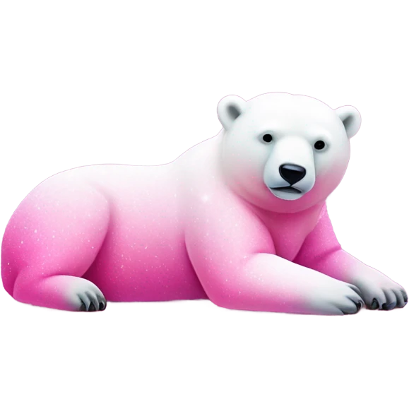 Pink ombre full body  polar bear lying down with glitter emoji