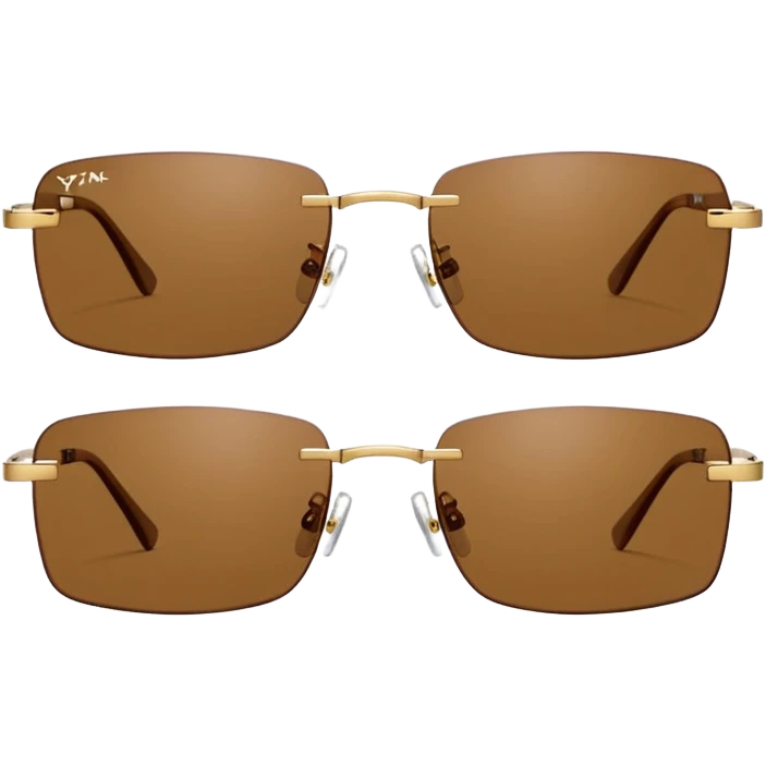 tiny Y2K brown rimless sunglasses, narrow rectangular lenses emoji