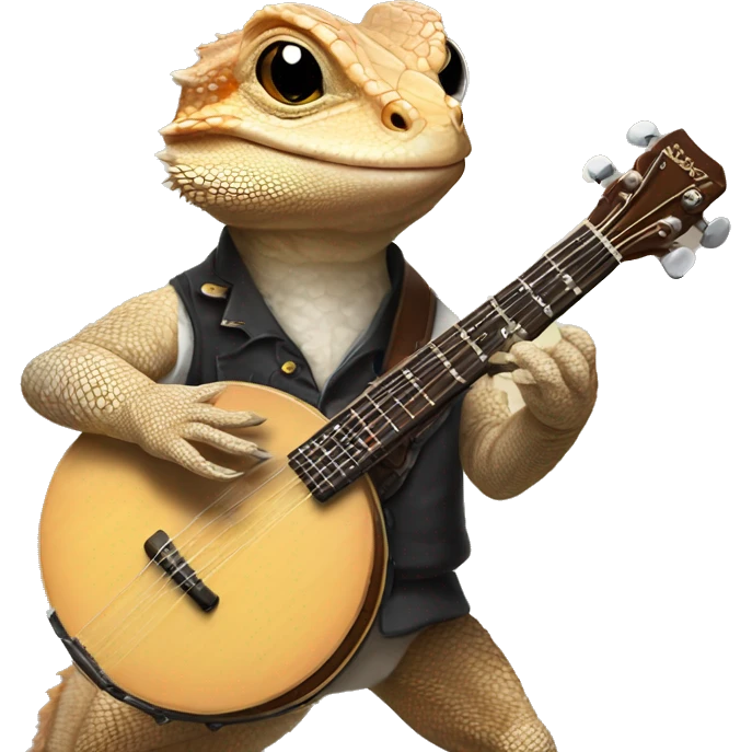 Bearded dragon playing the banjo in Nashville  emoji
