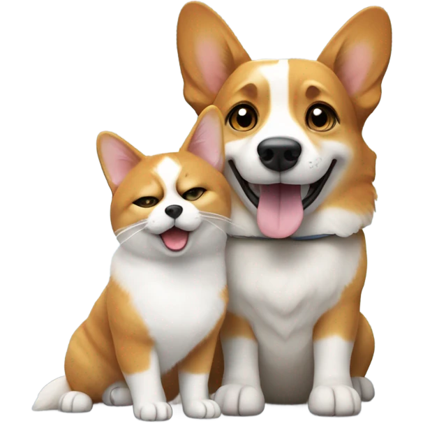 cat and dog - corgy emoji