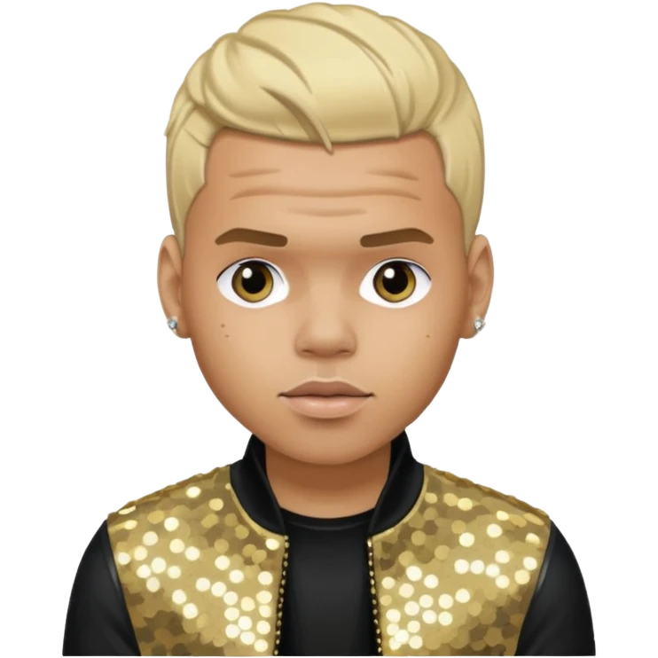 Chris Brown with blonde hair, black sequin outfit emoji
