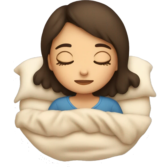 brunette girl sleeping cozy emoji