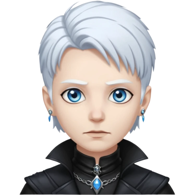 necromancer with black leather outfit white hair emoji