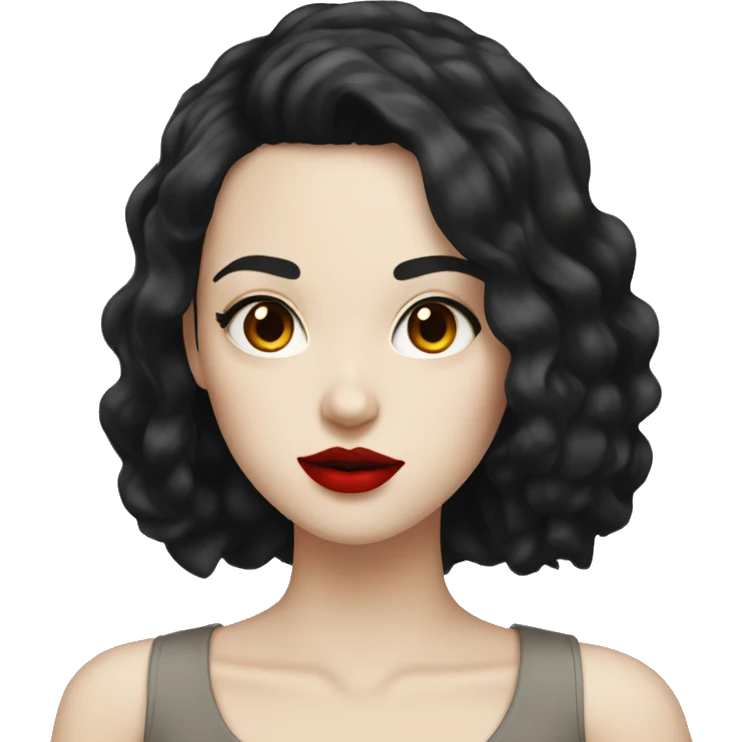 girl with black hair pale skin red lips emoji