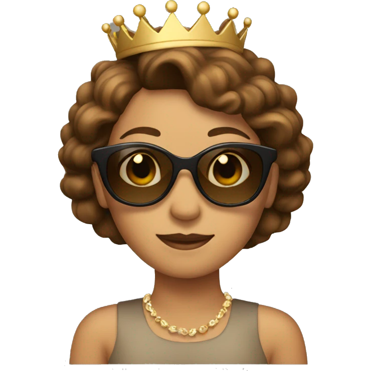 queen emoji with short brown hair and sunglasses emoji