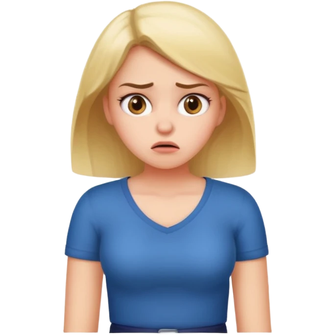 Annoyed girl with body gesture and roll eye emoji