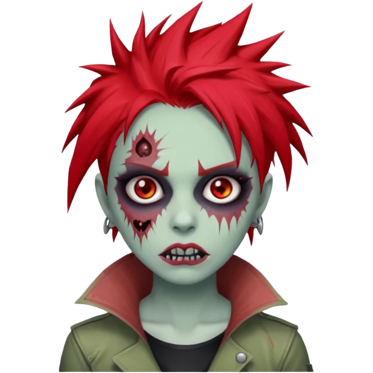 zombie girl with red spiky hair with vkei makeup emoji