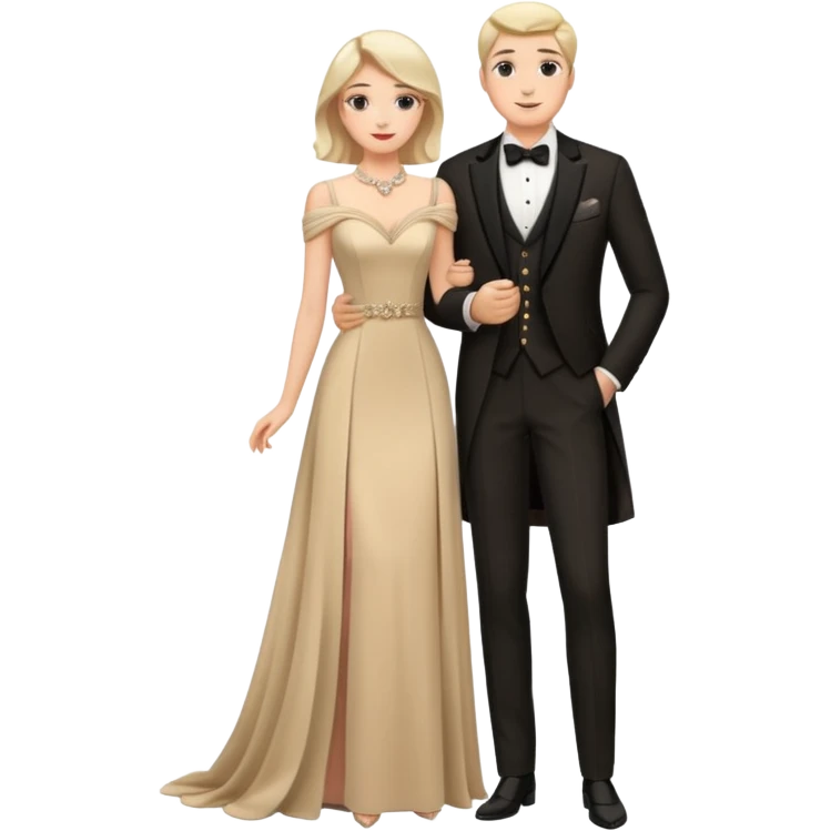 full-length romantic couple in evening outfits emoji