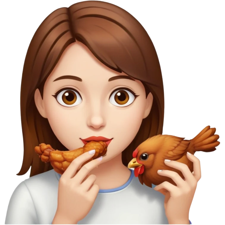 Brown hair girl eating chicken wing  emoji