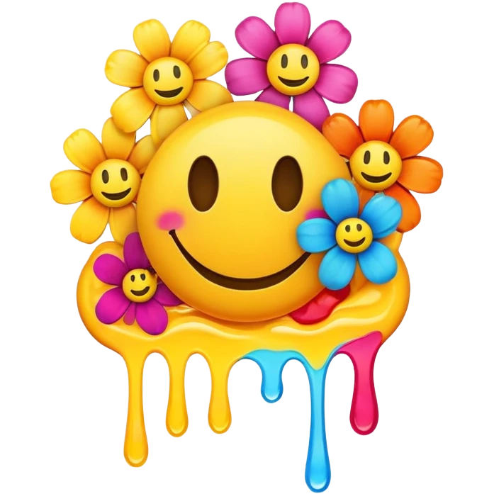 smiley melted garden flowers  emoji