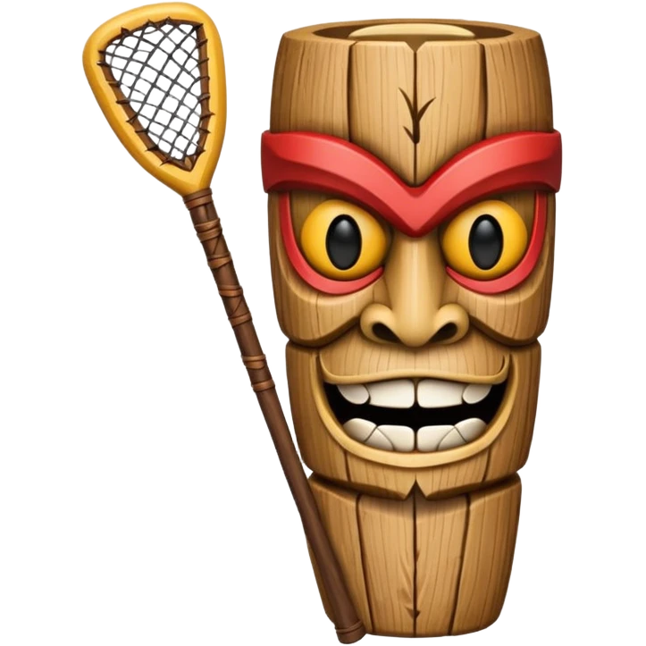 wooden tiki with lacrosse stick emoji
