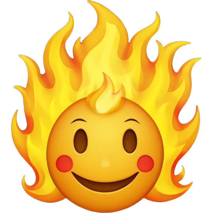 🙂🔥 cobine the two put the fire on topp of the head nothing more nothing less, stop with the ai don’t make it look like a person make it look like an yellow smiley face better emoji