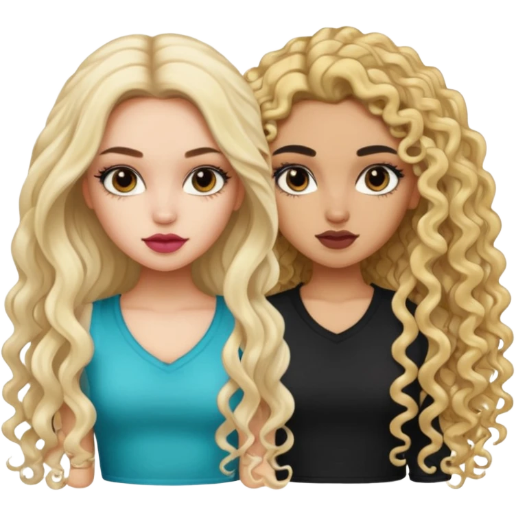 split dye leftside blonde rightside black long curly hair, pretty pale Latina bratz baddie emoji