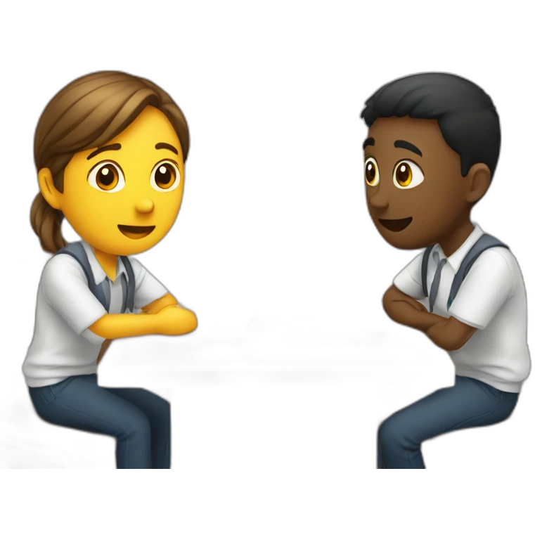 two students discussion emoji