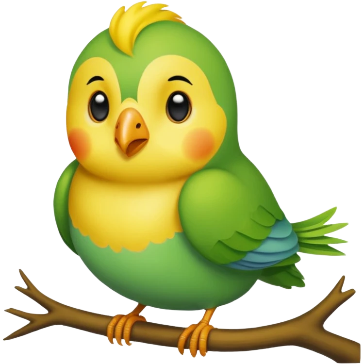 A love bird with color green and his head yellow emoji