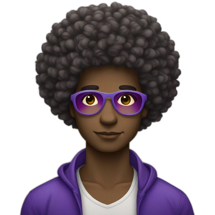african-american man with curly "afro" hair holding the 3 shade bisexual flag emoji