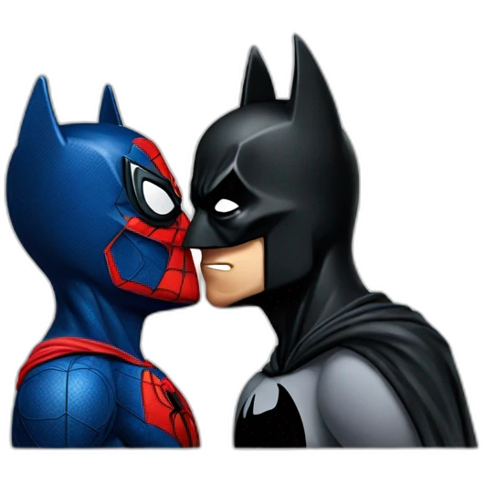 Batman kissing Spiderman emoji