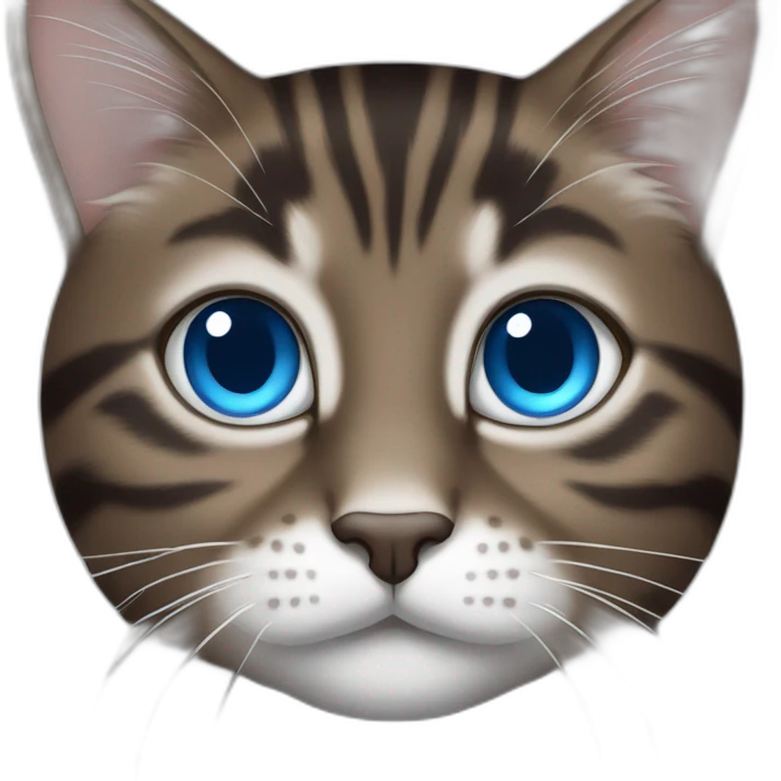 dark brown tabby cat and white blue eyes emoji