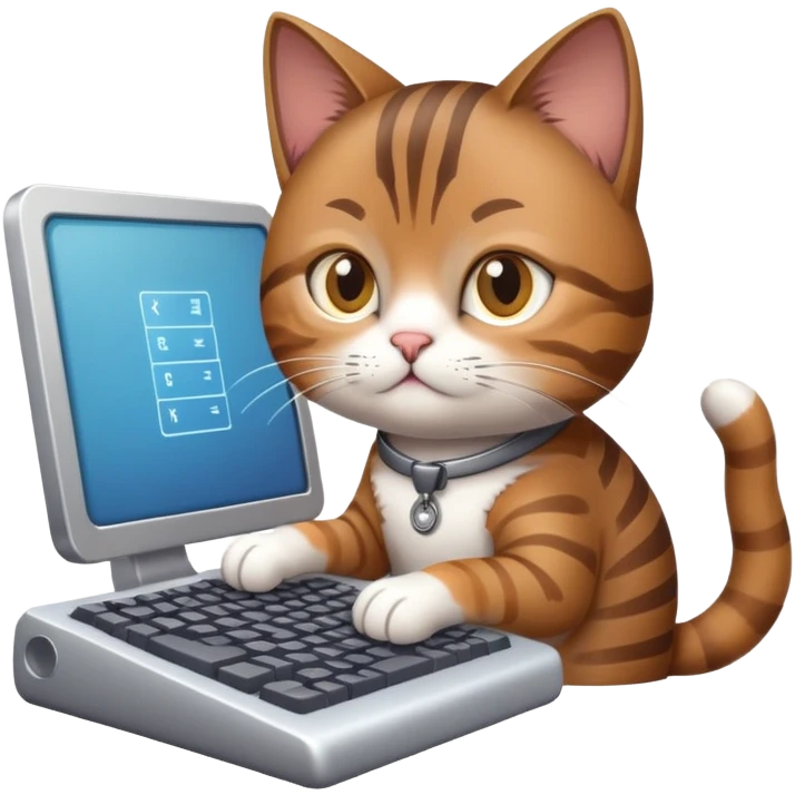 cat software developer with keyboard emoji
