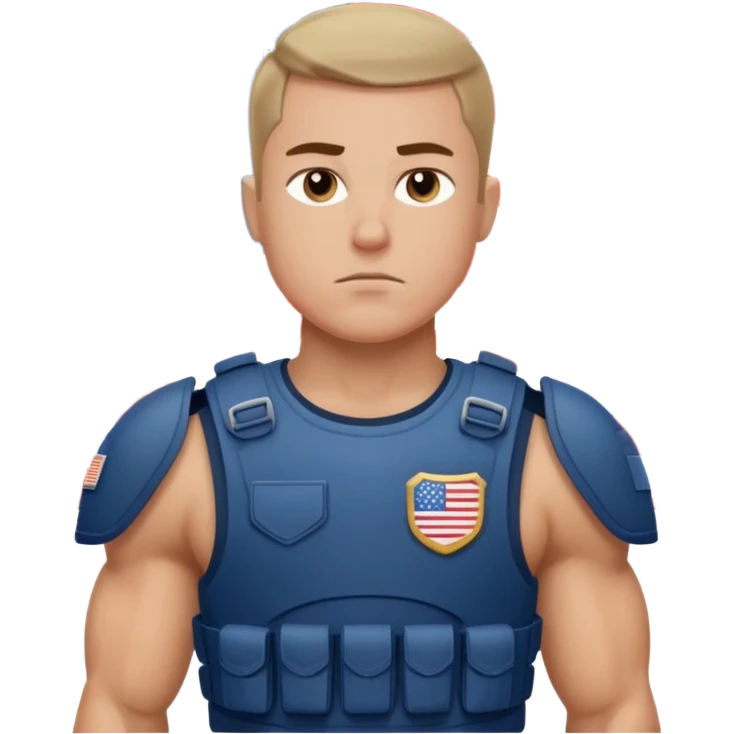 generate realistic manly white american soldier in body armor and full uniform with small usa flag on shoulder emoji