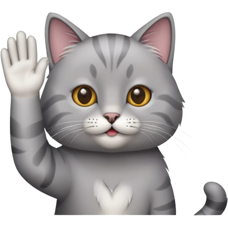 Cat in grey and it waves  emoji
