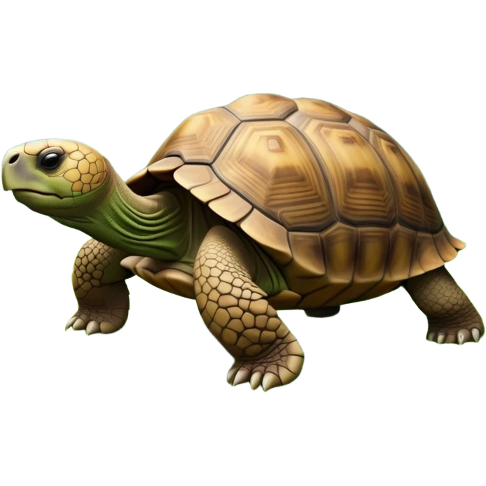 Giant tortoise walking slowly through lush green grass, surrounded by trees and tropical plants. Its large, textured shell gleams in the sunlight, and the peaceful, natural environment adds a sense of tranquility. Transparent background, emphasizing the tortoise’s majestic size. emoji