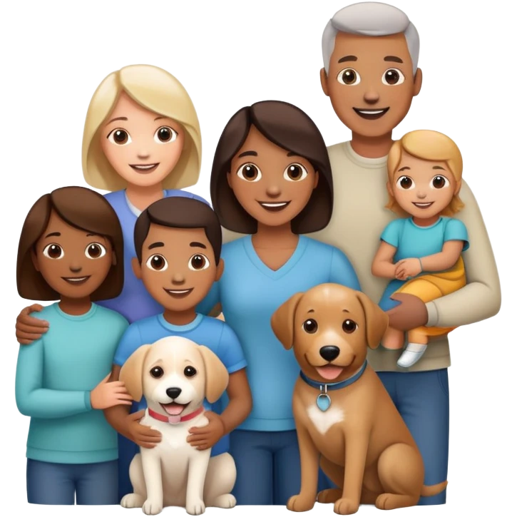 family with parents, children and a pet dog emoji