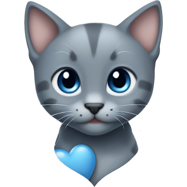 Gray kitten hearts Gray blue heart emoji