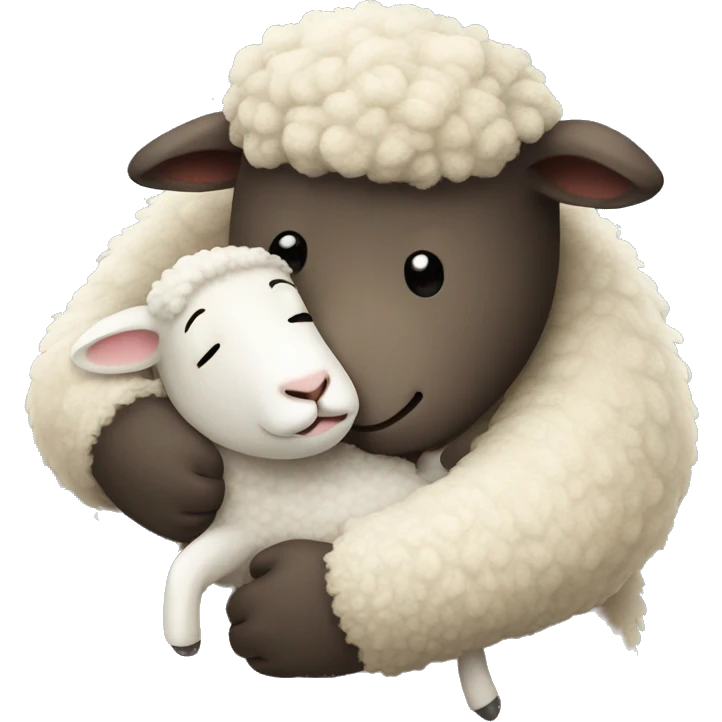 Sheep hugs bear emoji