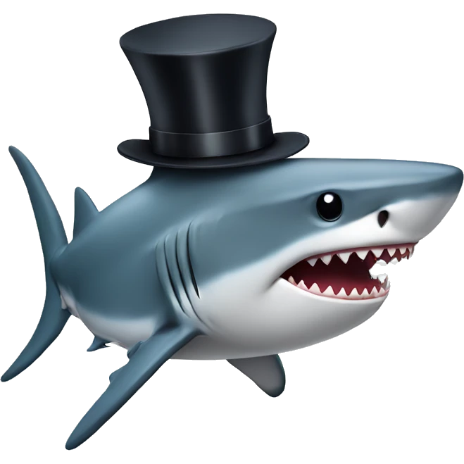 Shark with a top hat emoji