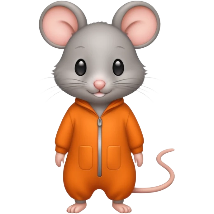 a grey mouse Prison wear orange jumpsuit emoji