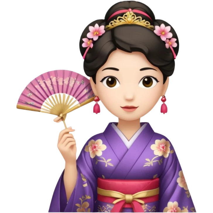 Kimono princess with fan emoji