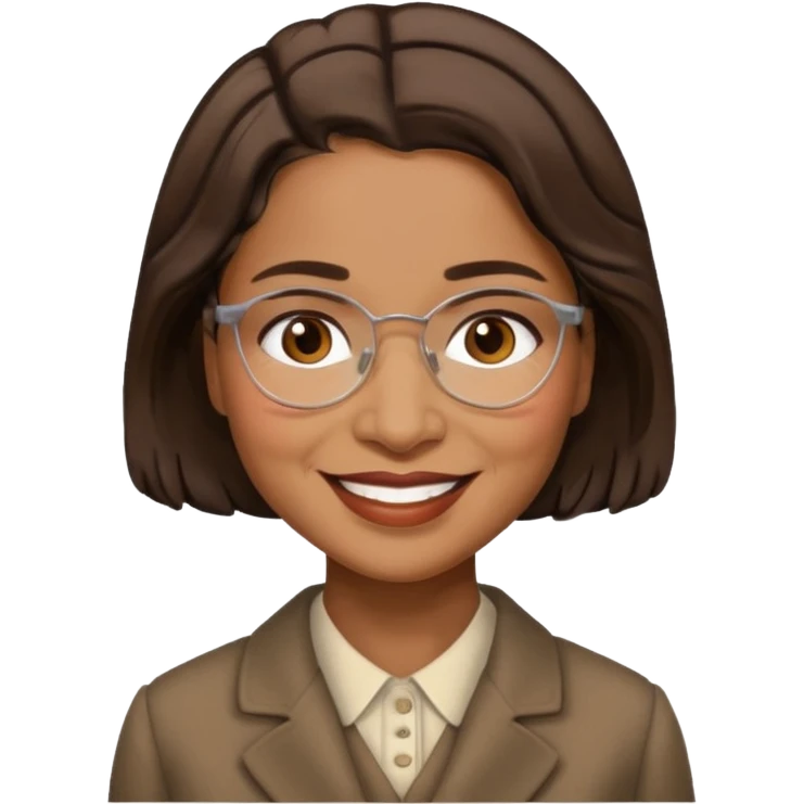 Rosa Parks with dark brown hair emoji