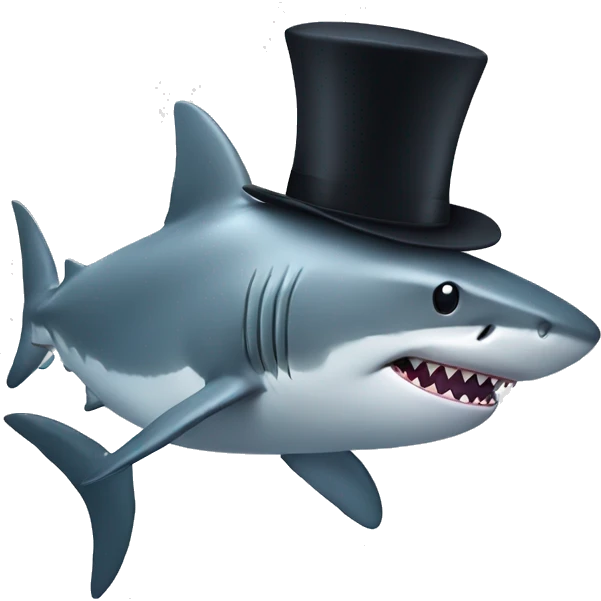 Shark with a top hat emoji