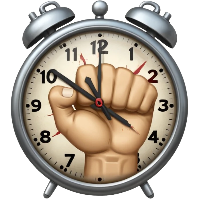 a fist beating clock emoji