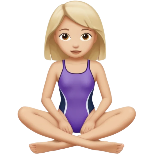 Girl wear swimsuit, The girl sits with her legs apart, show her feet emoji